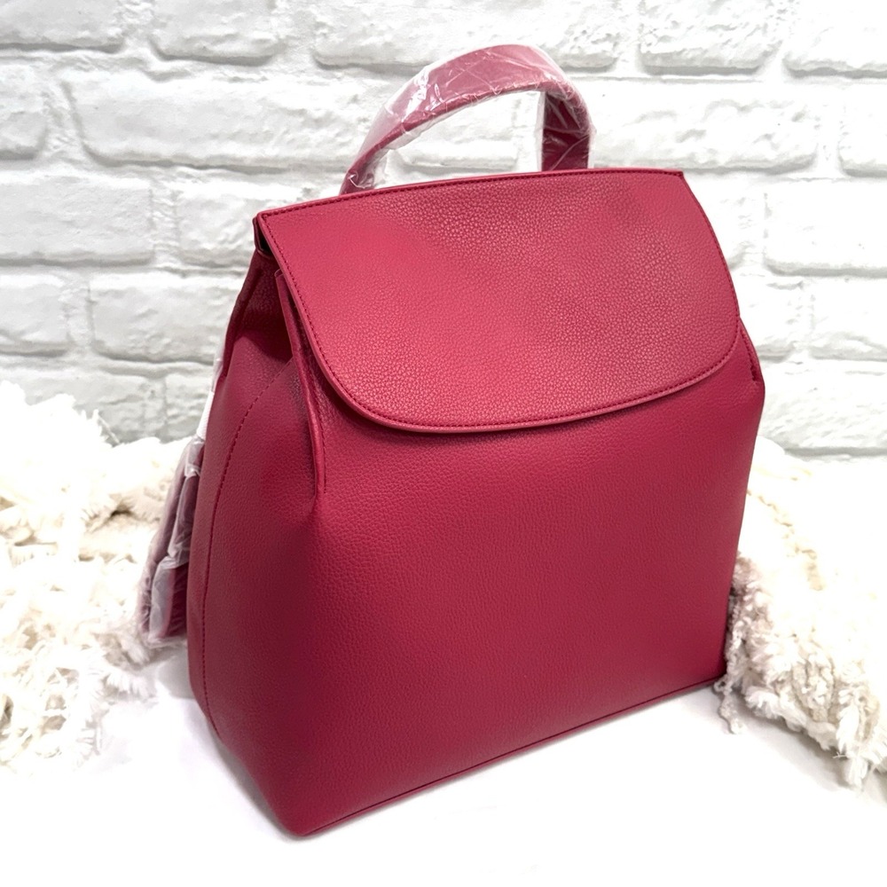 French Connection Vegan Faux Leather Back‎ Pack Pink Rose Travel Fashion Bag New